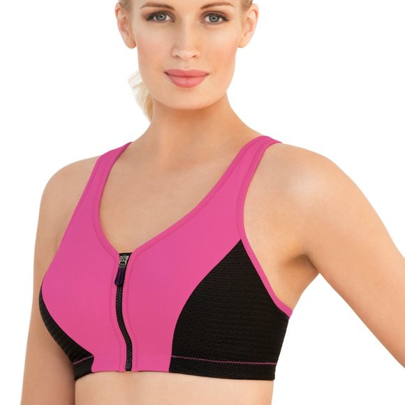 Set of 3! 32D Glamorise SPORT Bra (HIGH-IMPACT) Pink (RACERBACK) T-Back Zip NEW - Picture 4 of 16